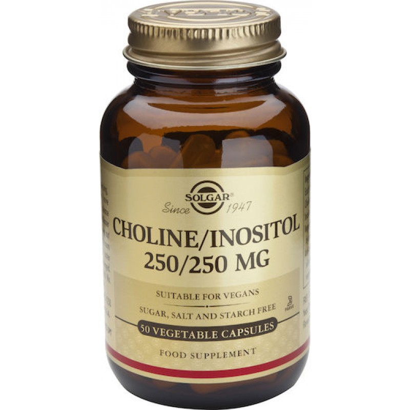 Solgar Choline/Inositol 250mg Ειδικό Συμπλήρωμα Διατροφής 50 φυτικές κάψουλες Solgar Choline/Inositol 250mg Ειδικό Συμπλήρωμα Διατροφής 50 φυτικές κάψουλες