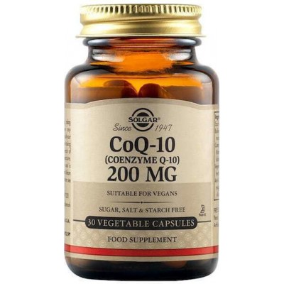 Solgar COQ-10 (Coenzyme Q-10) χωρίς Γλουτένη 200mg 30 φυτικές κάψουλες