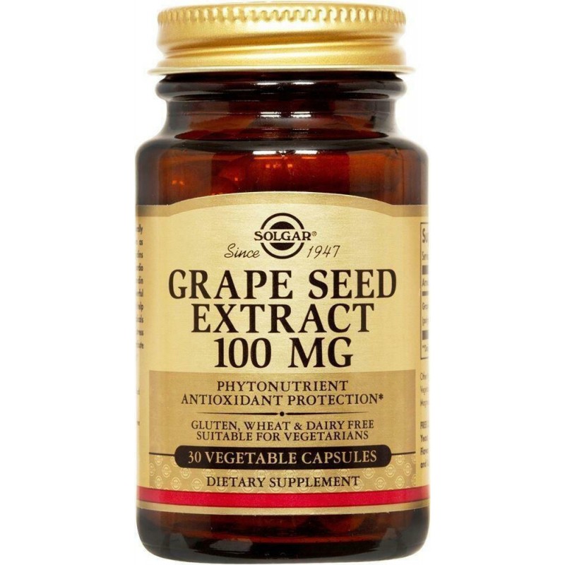 SOLGAR Grape Seed Extract 100mg, 30 veg.caps