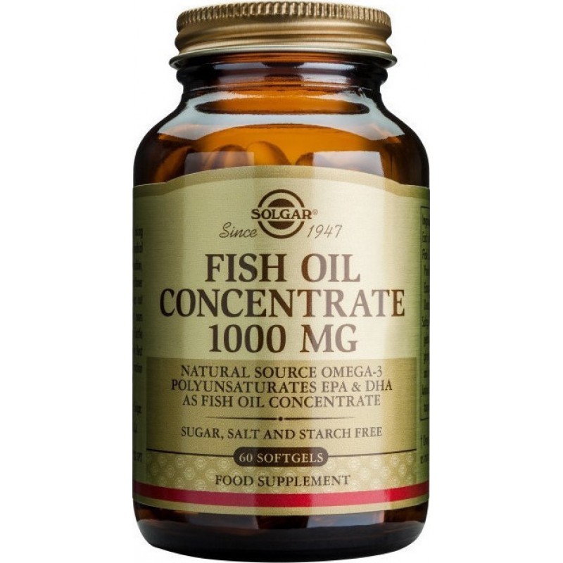 Solgar Fish Oil Concentrate Ιχθυέλαιο 1000mg 60 Μαλακές Κάψουλες