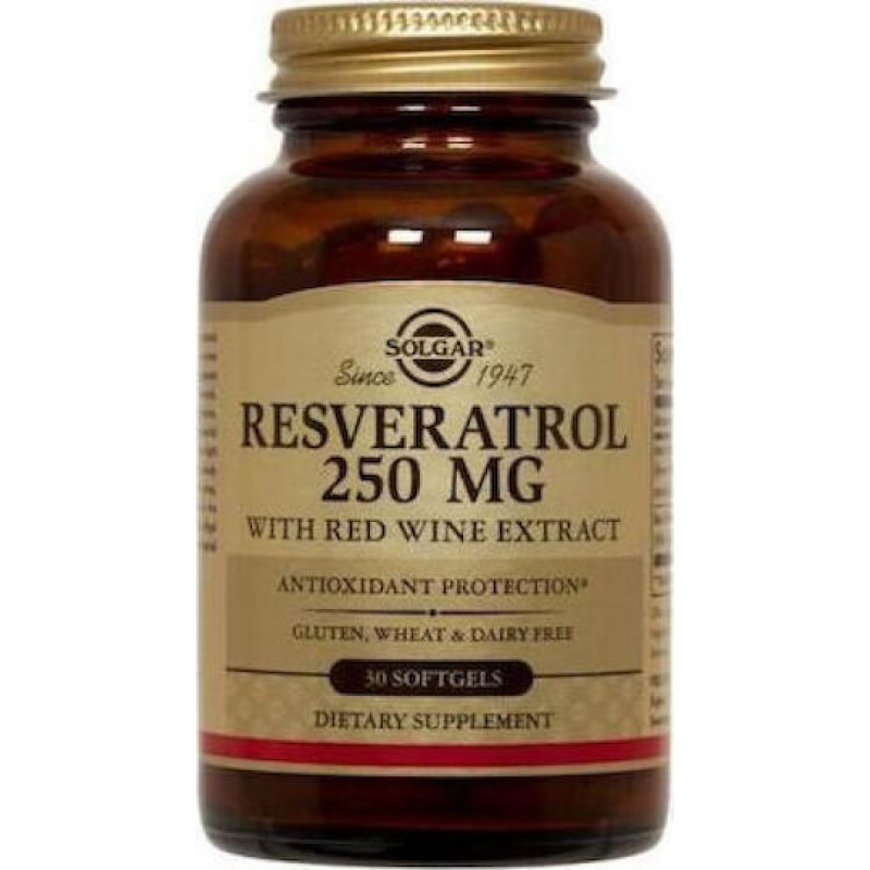 Solgar Resveratrol 250mg Ειδικό Συμπλήρωμα Διατροφής 30 μαλακές κάψουλες