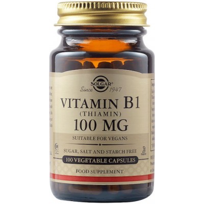Solgar Vitamin B1 (Thiamin) Βιταμίνη για την Υγεία του Νευρικού Συστήματος 100mg 100 φυτικές κάψουλες