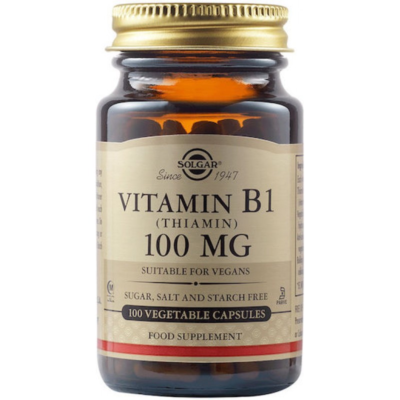 Solgar Vitamin B1 (Thiamin) Βιταμίνη για την Υγεία του Νευρικού Συστήματος 100mg 100 φυτικές κάψουλες Solgar Vitamin B1 (Thiamin) Βιταμίνη για την Υγεία του Νευρικού Συστήματος 100mg 100 φυτικές κάψουλες
