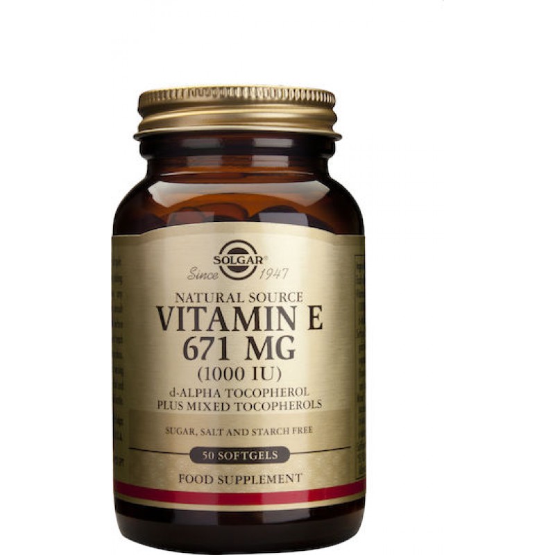 Solgar Vitamin E Βιταμίνη για τo Δέρμα & Αντιοξειδωτική δράση 1000iu 671mg 50 μαλακές κάψουλες Solgar Vitamin E Βιταμίνη για τo Δέρμα & Αντιοξειδωτική δράση 1000iu 671mg 50 μαλακές κάψουλες