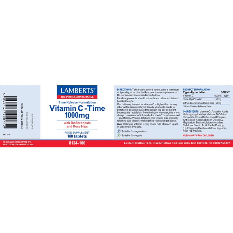 Lamberts Vitamin C 1000mg Time Release 180 tabs