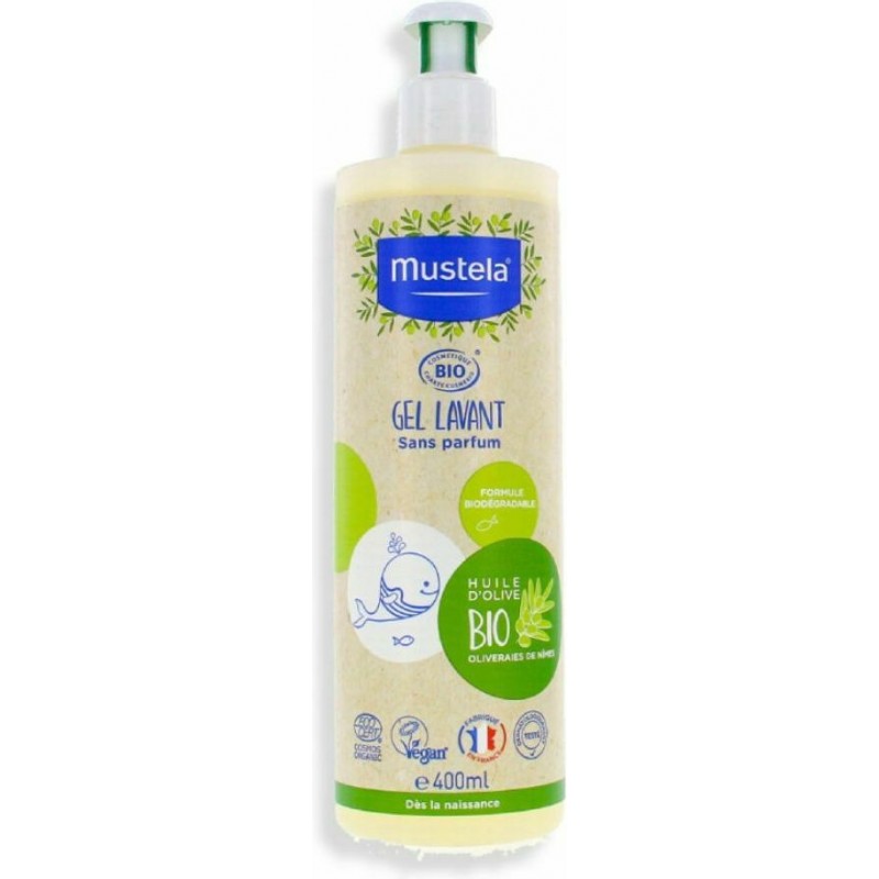 Mustela Organic Cleansing Gel With Olive Oil And Aloe Cleansing Gel Hair & Body 400ml