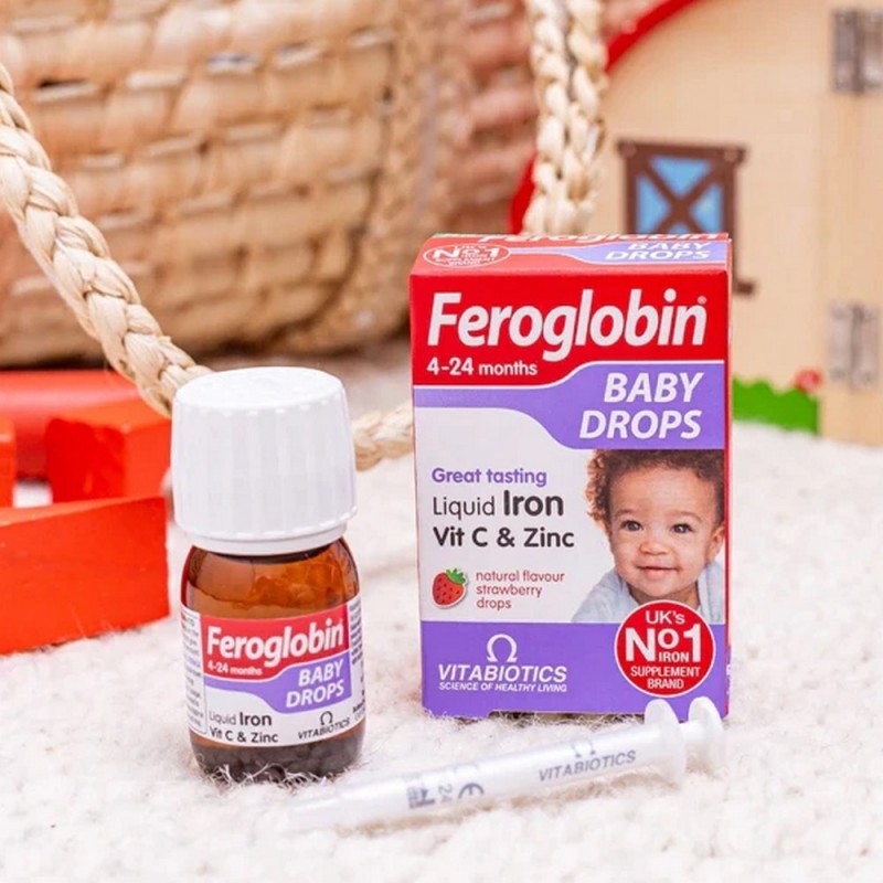 Vitabiotics Feroglobin Baby Drops Liquid Iron Vit C & Zinc 4-24 Months 30ml με γεύση Φράουλα