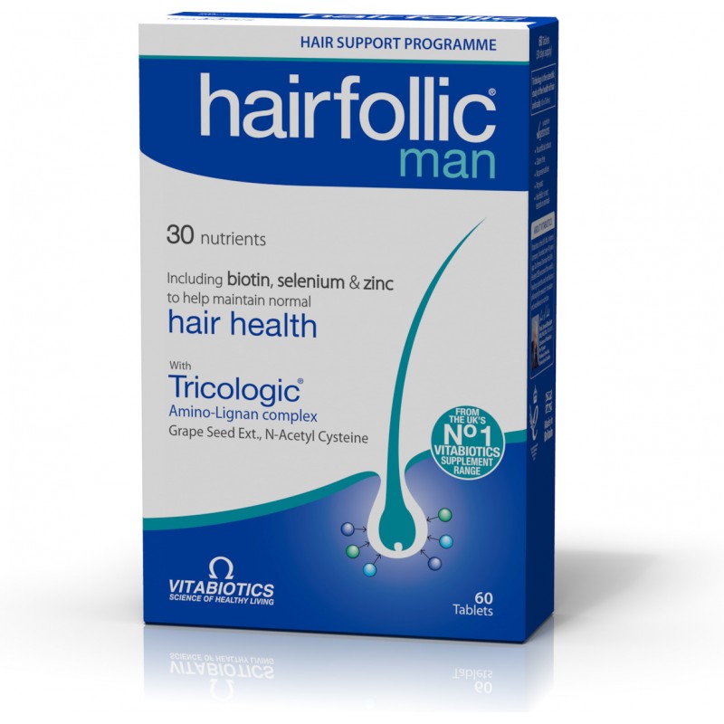 Vitabiotics WellMan Hairfolic Man With Tricologic 60 ταμπλέτες