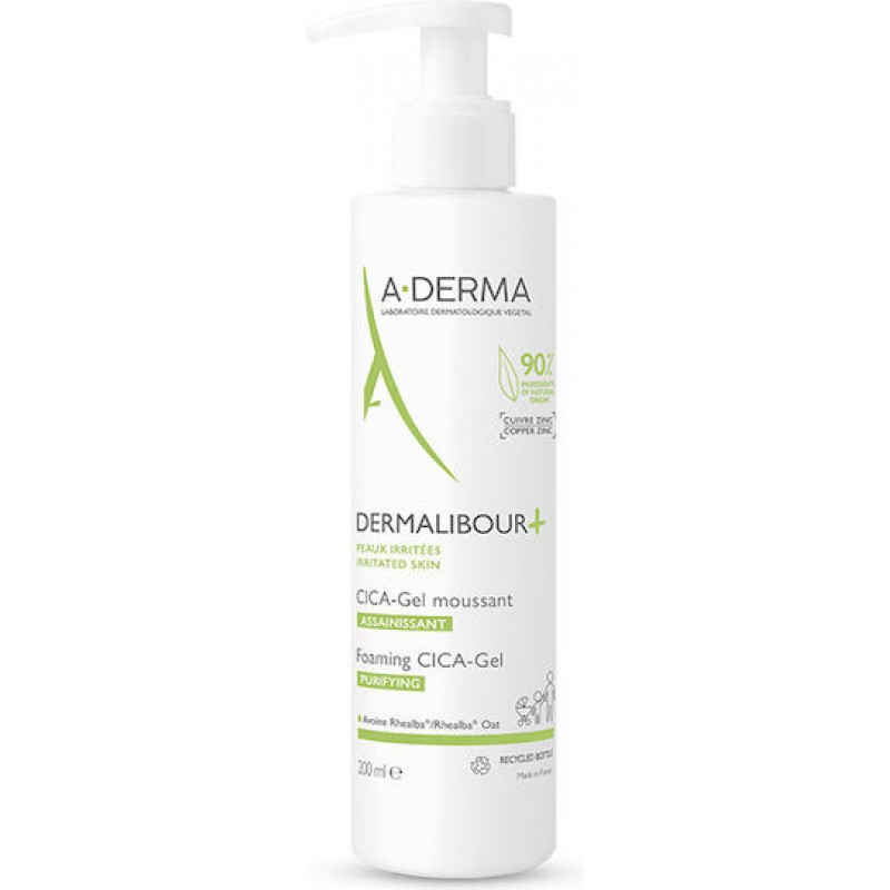 A-Derma Dermalibour+ Cica Gel Καθαρισμού Προσώπου με Καταπραυντική δράση 200ml