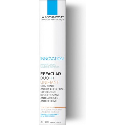 La Roche Posay Effaclar Duo+ Unifiant Medium 24ωρο Gel Προσώπου Ημέρας με Χρώμα για Ενυδάτωση, Αντιγήρανση & Ατέλειες με Ceramides 40ml