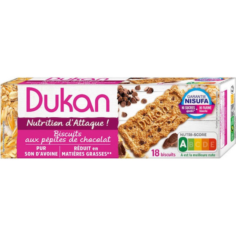 Dukan Μπισκότα Πρωτεΐνης Βρώμης με Κομματάκια Σοκολάτας 225gr