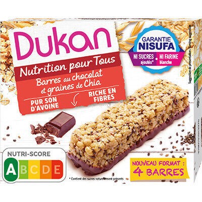 Dukan Μπάρα Βρώμης / Ενέργειας / Ξηρών Καρπών με Σοκολάτα & Σπόροι Chia (3x37gr)
