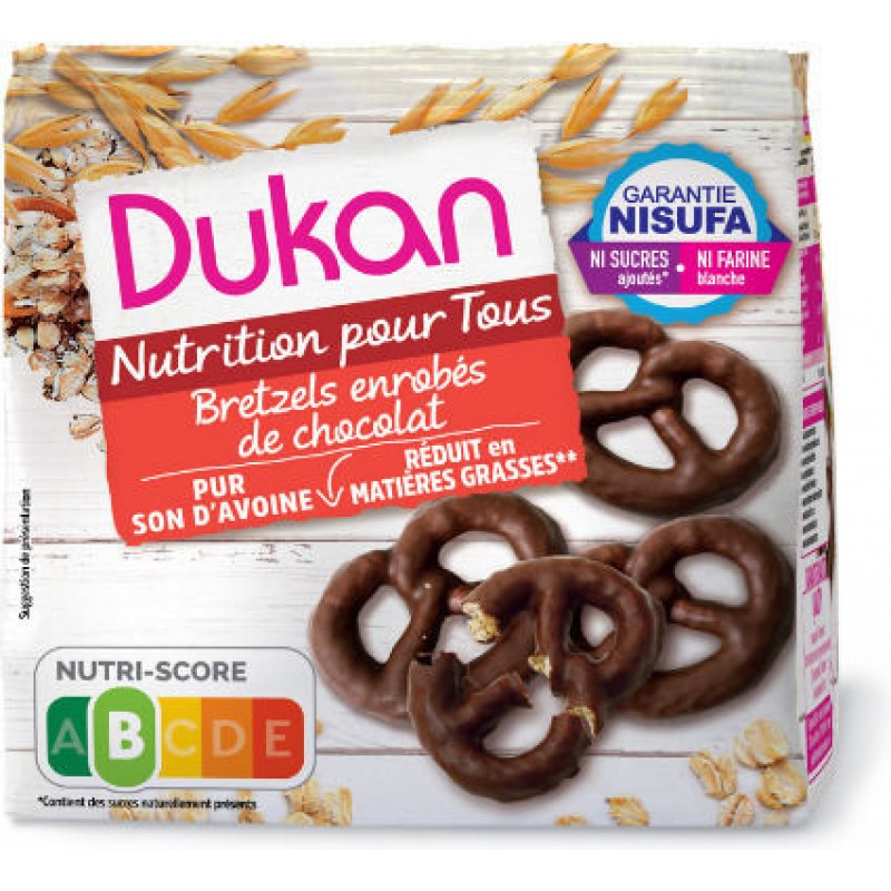 Dukan Μπισκότα Βρώμης Bretzels με Επικάλυψη Σοκολάτα Χωρίς Ζάχαρη 100gr