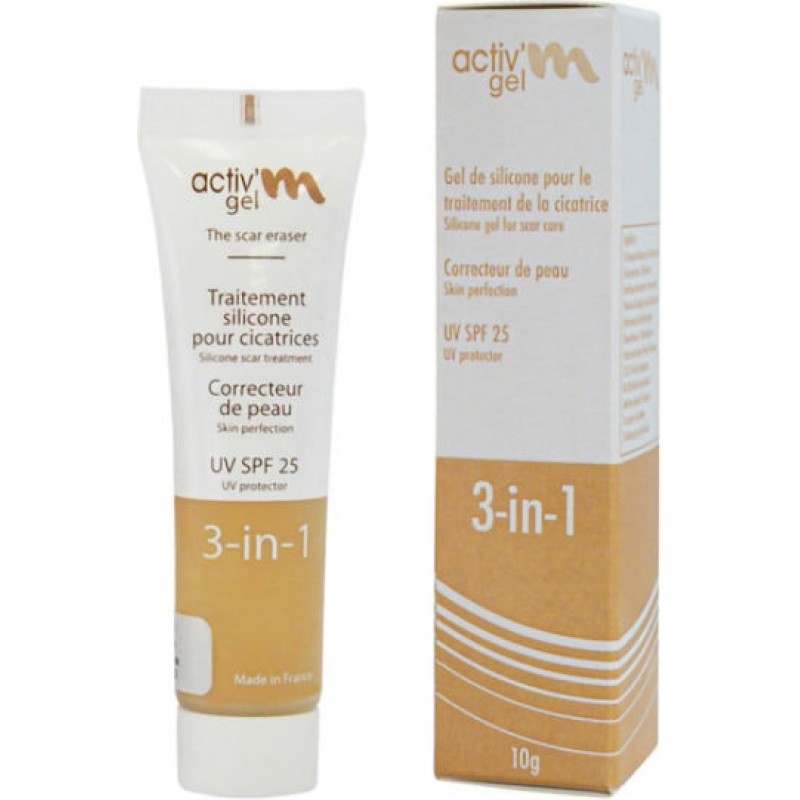 Activ’m Scar Gel 3 In 1 Silicone Gel Scar Treatment Spf25 Αγωγή Gel Πρόληψη & Αντιμετώπιση Του Σχηματισμού Υπερτροφικών Ουλών & Χηλοειδών Δείκτη Αντηλιακής Προστασίας 10g