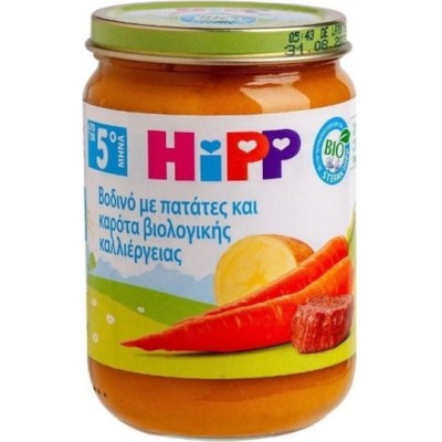 Hipp Βρεφικό Γεύμα με Γεύση Βοδινό με Πατάτες & Καρότα Βιολογικής Καλλιέργειας 190gr για 5+ Μηνών