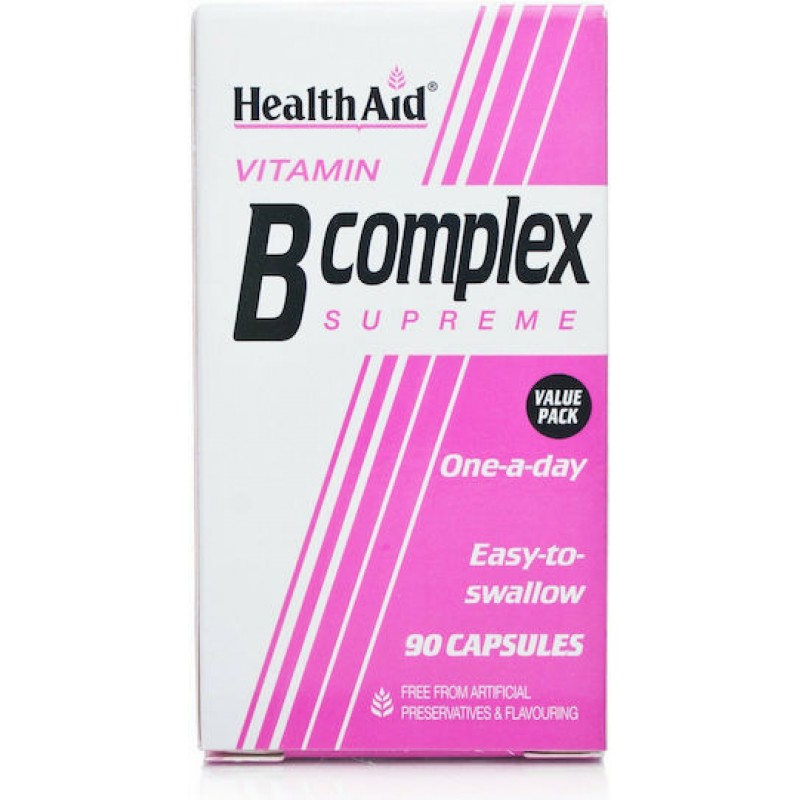 Health Aid Vitamin B Complex 90 Caps Βιταμίνη για Ενέργεια, Ενίσχυση του Ανοσοποιητικού & το Νευρικό Σύστημα 90 κάψουλες
