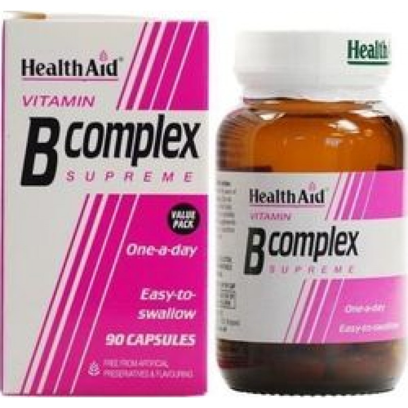 Health Aid Vitamin B Complex 90 Caps Βιταμίνη για Ενέργεια, Ενίσχυση του Ανοσοποιητικού & το Νευρικό Σύστημα 90 κάψουλες