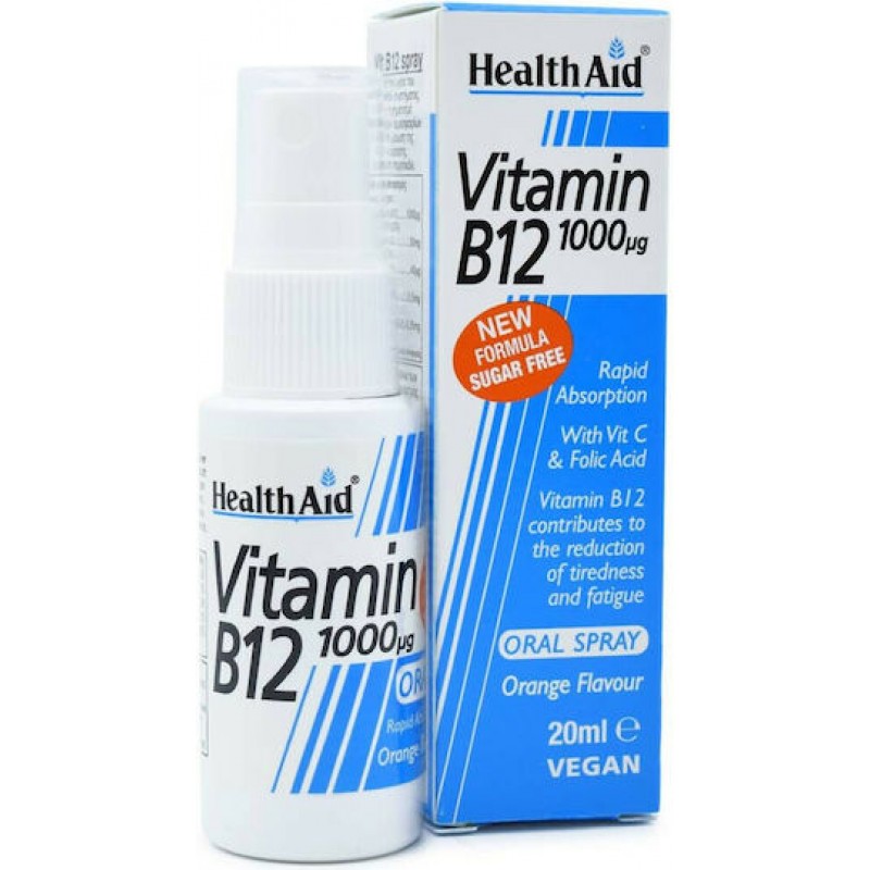 Health Aid Vitamin B12 Βιταμίνη για την Υγεία του Νευρικού Συστήματος 1000mcg Πορτοκάλι 20ml
