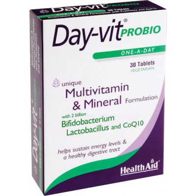 Health Aid Day-Vit Probio Probiotics & CoQ10 Συμπλήρωμα με Προβιοτικά 30 ταμπλέτες