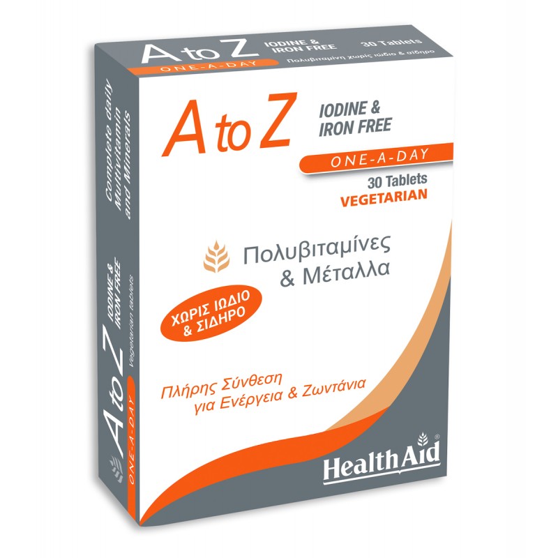 Health Aid A To Z Iodine & Iron Free Πολυβιταμίνη για Ενίσχυση του Ανοσοποιητικού 30 ταμπλέτες