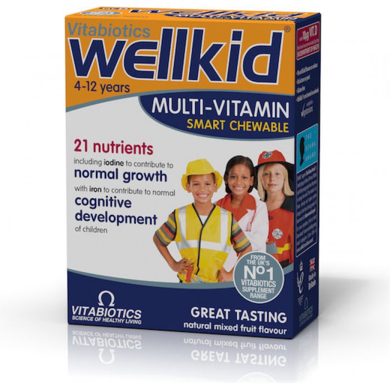 Vitabiotics WellKid Smart Chewable with Omega-3 Πολυβιταμίνη για Ενέργεια Fruit 30 μασώμενες ταμπλέτες