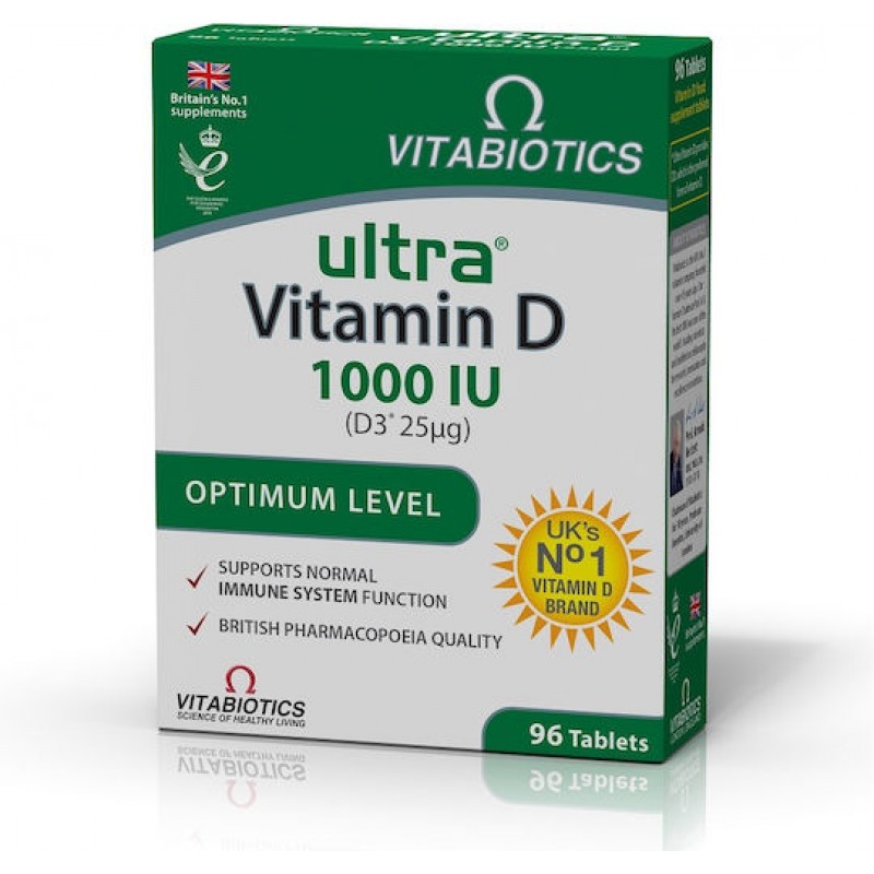 Vitabiotics Ultra D-3 Βιταμίνη για Ενίσχυση του Ανοσοποιητικού & την Υγεία των Οστών 1000iu 96 ταμπλέτες Vitabiotics Ultra D-3 Βιταμίνη για Ενίσχυση του Ανοσοποιητικού & την Υγεία των Οστών 1000iu 96 ταμπλέτες