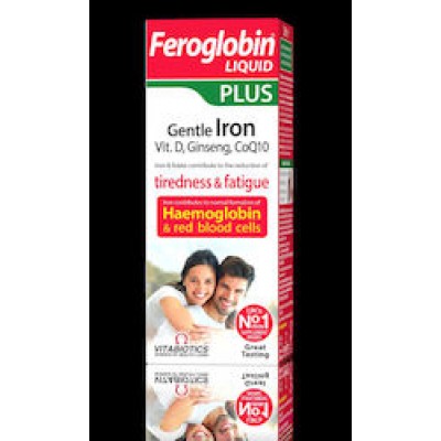 Vitabiotics Feroglobin® Liquid Plus με Βιταμίνη C Gentle Iron, Vit D, Ginseng, CoQ10 Energy