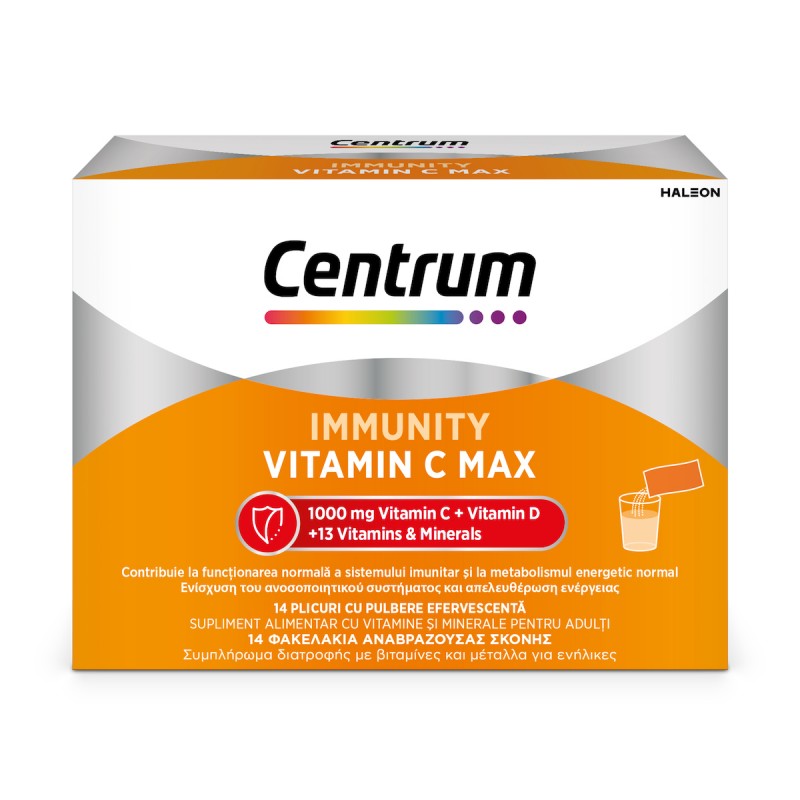 Centrum Immunity Vitamin C Max Βιταμίνη σε Αναβράζουσα Σκόνη για Ενέργεια, Ενίσχυση του Ανοσοποιητικού & τo Δέρμα 1000mg 14 φακελίσκοι Centrum Immunity Vitamin C Max Βιταμίνη σε Αναβράζουσα Σκόνη για Ενέργεια, Ενίσχυση του Ανοσοποιητικού & τo Δέρμα 1000mg 14 φακελίσκοι