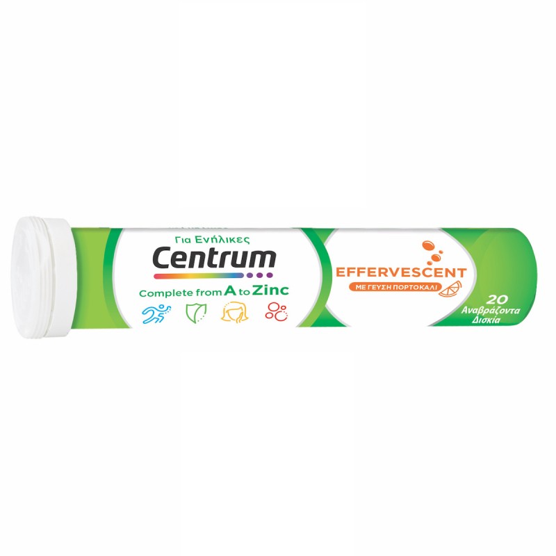 Centrum A To Zinc Πολυβιταμίνη για τo Δέρμα Πορτοκάλι 20 αναβράζοντα δισκία