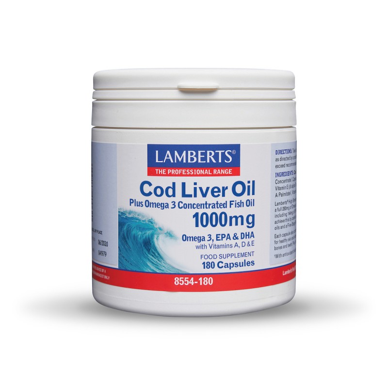 Lamberts Cod Liver Oil Μουρουνέλαιο 1000mg 180 κάψουλες