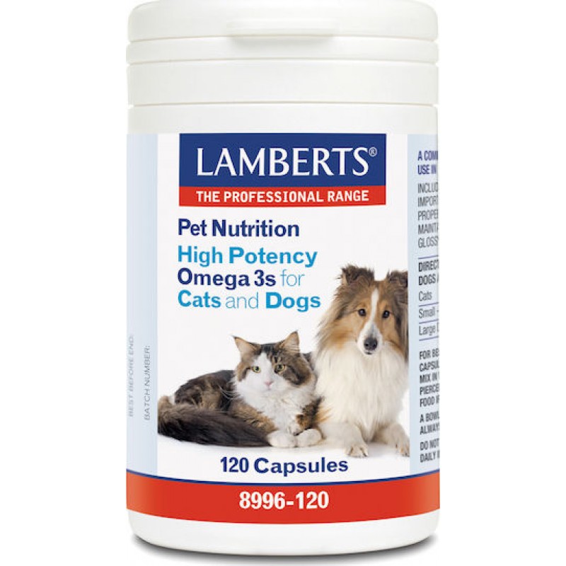 Lamberts Pet Nutrition High Potency Omega 3s for Cats & Dogs Πολυβιταμίνες Σκύλου και Γάτας σε Δισκία 120 tabs για Αρθρώσεις Lamberts Pet Nutrition High Potency Omega 3s for Cats & Dogs Πολυβιταμίνες Σκύλου και Γάτας σε Δισκία 120 tabs για Αρθρώσεις