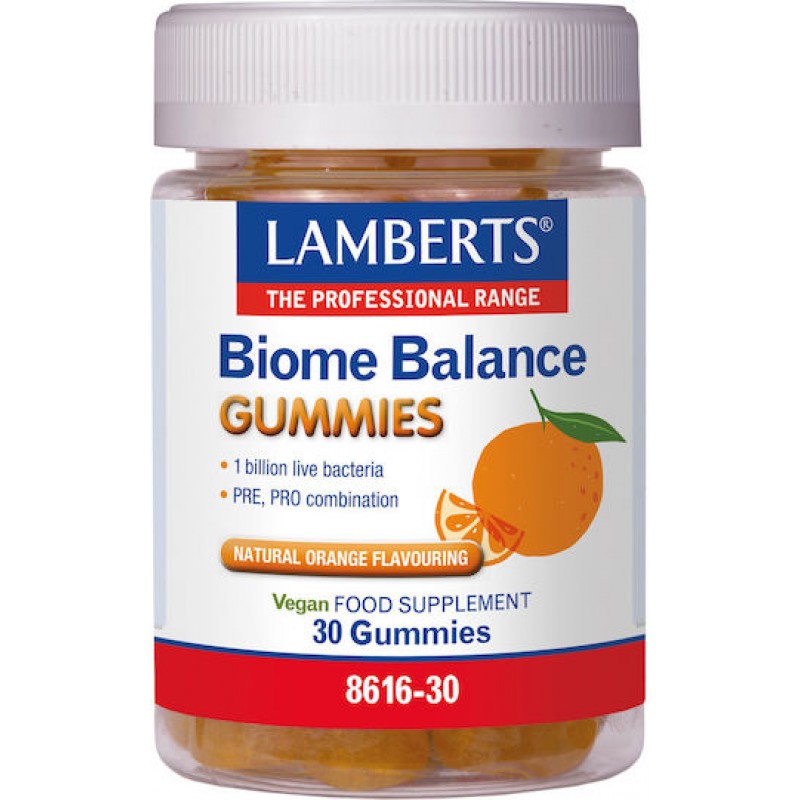 Lamberts Biome Balance Gummies Συμπλήρωμα με Προβιοτικά & Πρεβιοτικά 30 ζελεδάκια Πορτοκάλι