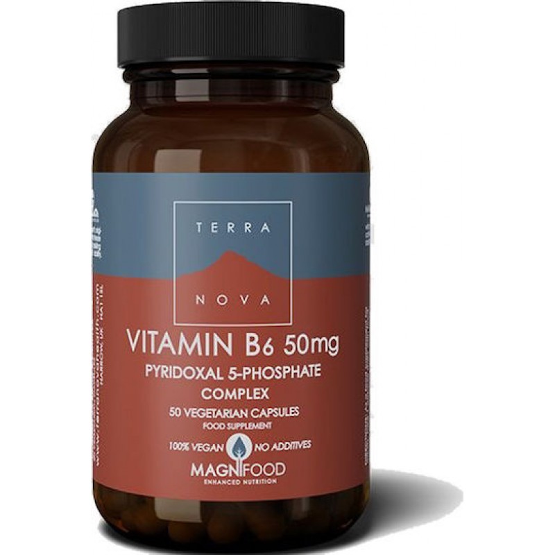 TerraNova Vitamin B6 Βιταμίνη για την Υγεία του Νευρικού Συστήματος 50mg 50 φυτικές κάψουλες
