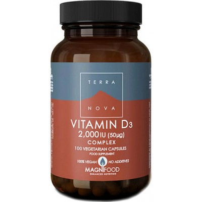 TerraNova Vitamin D3 Complex Βιταμίνη για Ενίσχυση του Ανοσοποιητικού & την Υγεία των Οστών 2000iu 100 φυτικές κάψουλες