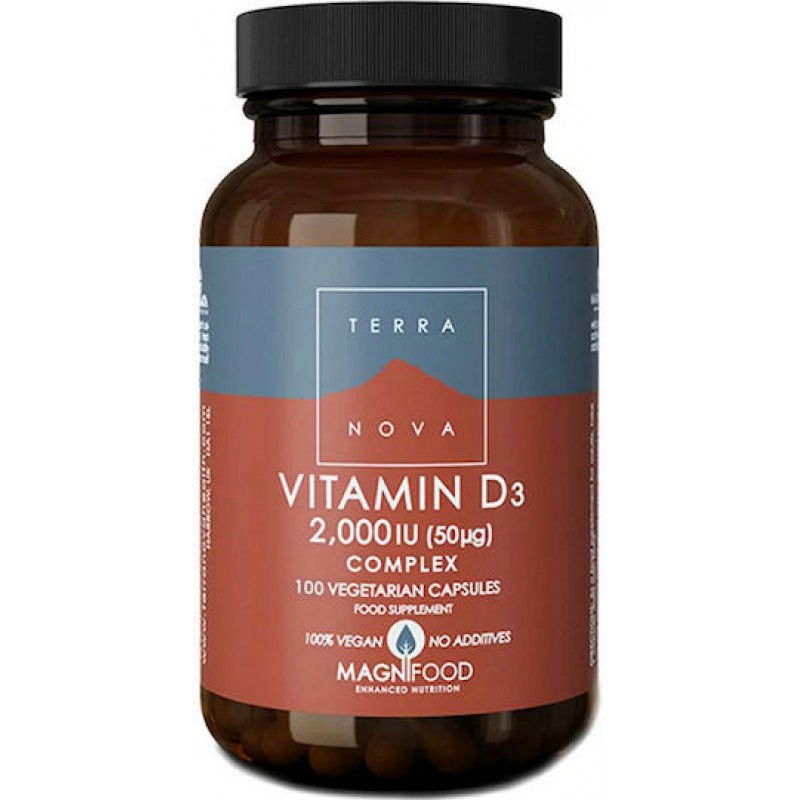 TerraNova Vitamin D3 Complex Βιταμίνη για Ενίσχυση του Ανοσοποιητικού & την Υγεία των Οστών 2000iu 100 φυτικές κάψουλες
