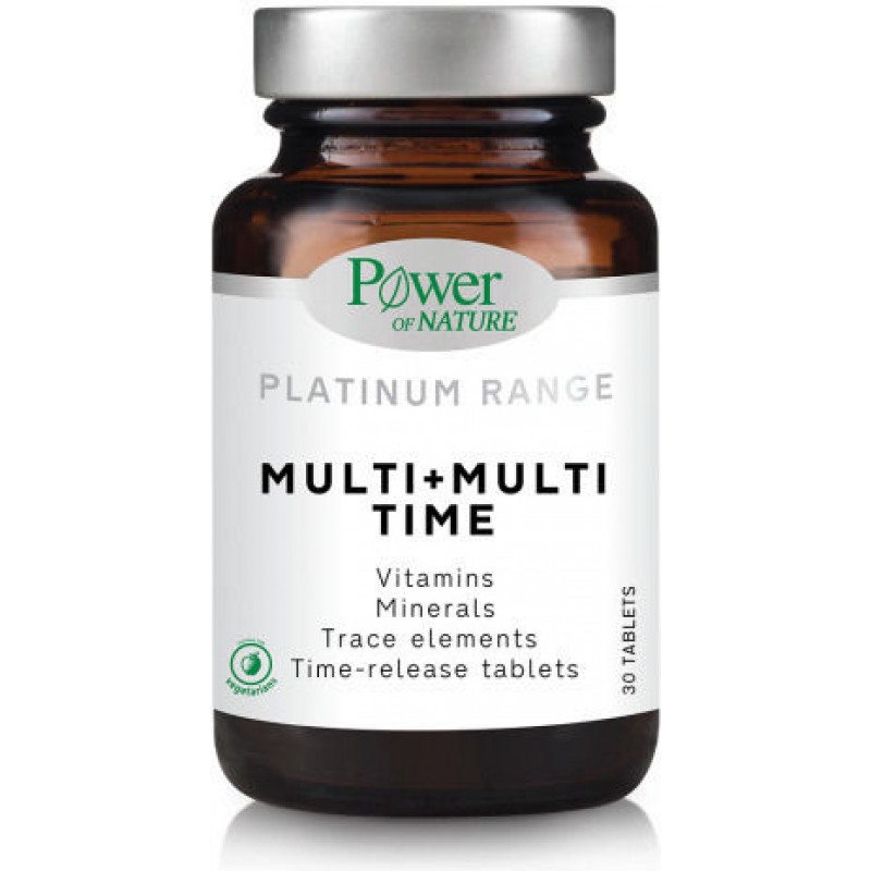 Power Of Nature Platinum Range Multi+Multi Time Πολυβιταμίνη για Ενέργεια & Ενίσχυση του Ανοσοποιητικού 30 ταμπλέτες
