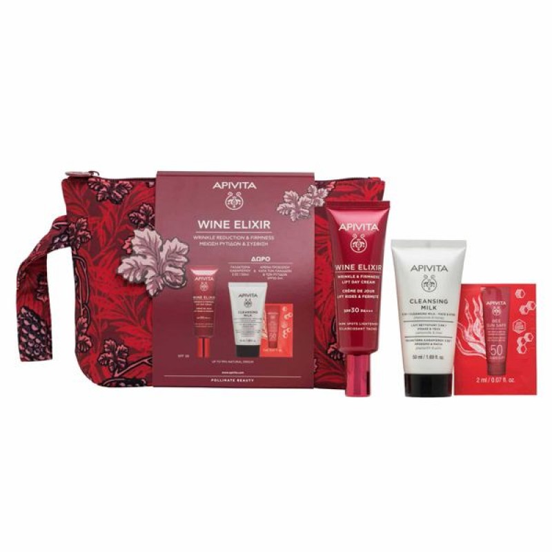 Apivita Wine Elixir Wrinkle & Firmness Lift Day Cream SPF30 40ml &Cleansing Milk 3In1 50ml & Bee Sun Safe Cream 2ml Apivita Wine Elixir Wrinkle & Firmness Lift Day Cream SPF30 40ml &Cleansing Milk 3In1 50ml & Bee Sun Safe Cream 2ml