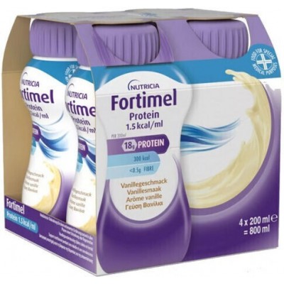 Nutricia Fortimel Protein 1.5 kcal Ειδικό Συμπλήρωμα Διατροφής 4 x 200ml Βανίλια