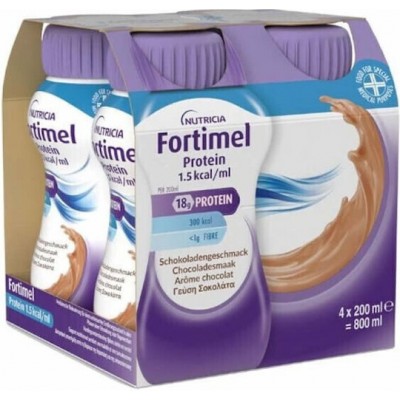 Nutricia Fortimel Protein 1.5kcal Ειδικό Συμπλήρωμα Διατροφής 4 x 200ml Σοκολάτα