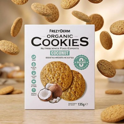 Frezyderm Organic Cookies Coconut – Βιολογικά Μπισκότα Καρύδας Χωρίς Ζάχαρη & Vegan 135g
