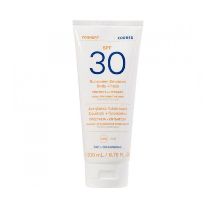 Korres Yoghurt Αδιάβροχο Αντηλιακό Προσώπου & Σώματος SPF30 200ml