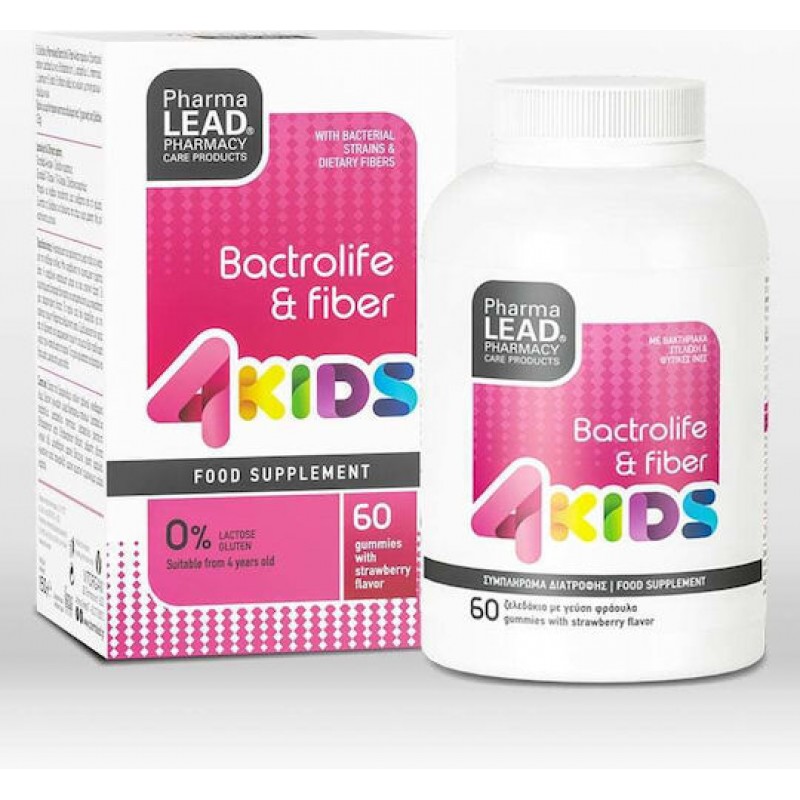 Pharmalead Bactrolife & Fiber 4kids Συμπλήρωμα με Προβιοτικά 60 ζελεδάκια Φράουλα