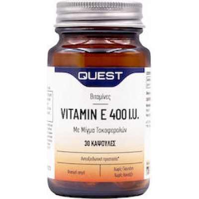 Quest Vitamin E Βιταμίνη για τo Δέρμα & Αντιοξειδωτική δράση 400iu 268mg 30 κάψουλες