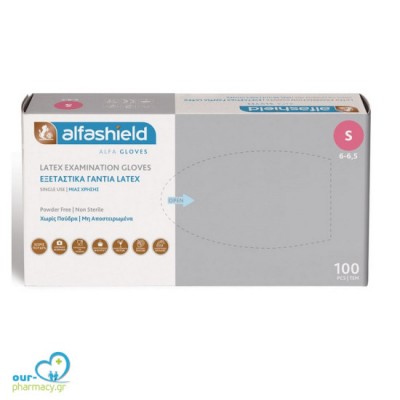 Medical Alfashield Alfa Gloves Γάντια Λάτεξ Με Πούδρα σε Λευκό Χρώμα Small 100τμχ