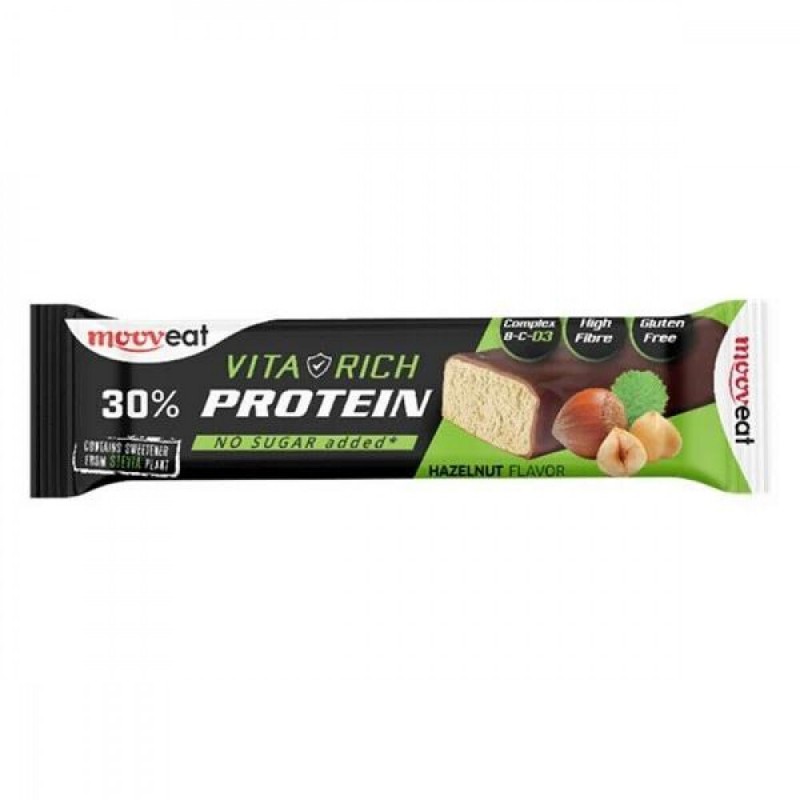 Mooveat Vita Rich Μπάρα με 30% Πρωτεΐνη & Γεύση Hazelnut 60gr Mooveat Vita Rich Μπάρα με 30% Πρωτεΐνη & Γεύση Hazelnut 60gr