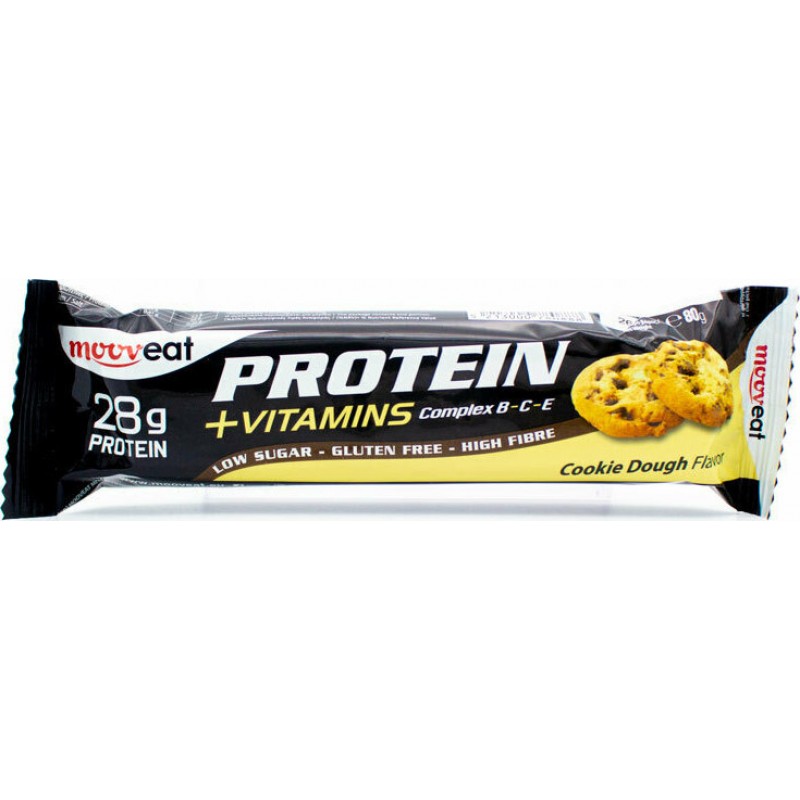 Mooveat Protein +Vitamins Μπάρα με 28gr Πρωτεΐνης & Γεύση Cookie Dough 80gr Mooveat Protein +Vitamins Μπάρα με 28gr Πρωτεΐνης & Γεύση Cookie Dough 80gr