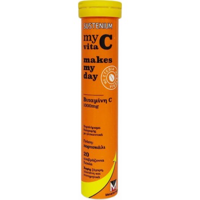 Menarini Sustenium My Vita C Makes My Day Βιταμίνη για Ενίσχυση του Ανοσοποιητικού, τo Δέρμα & Αντιοξειδωτική δράση 1000mg Πορτοκάλι 20 αναβράζοντα δισκία