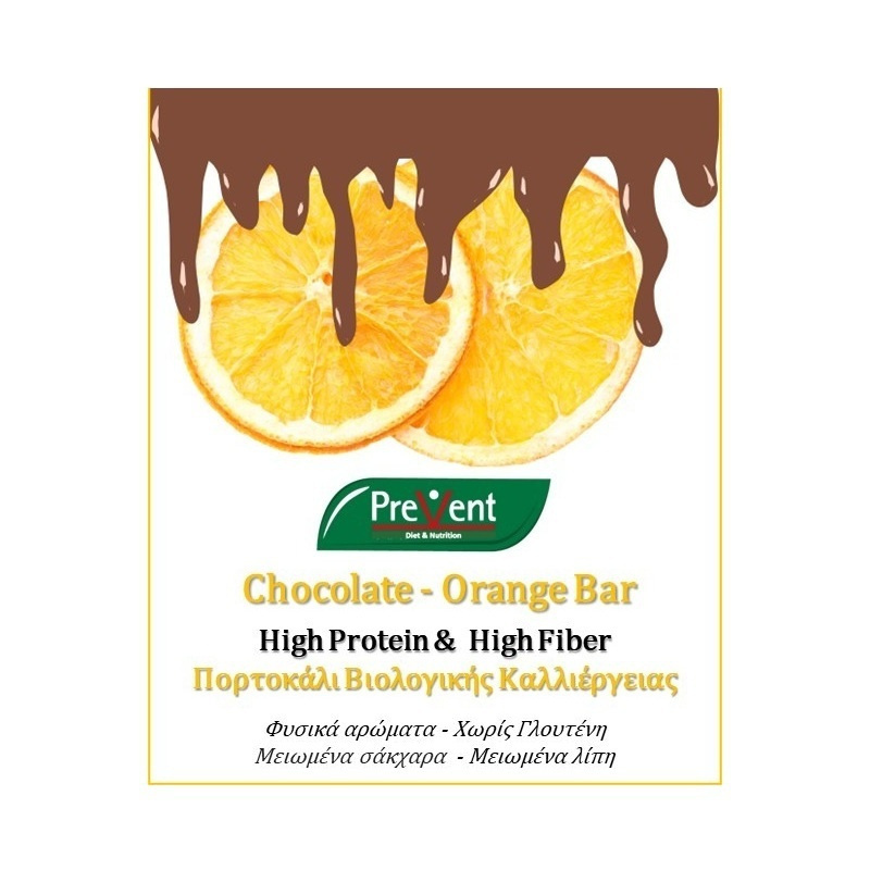 PreVent High Protein & High Fiber Μπάρες με 10gr Πρωτεΐνης & Γεύση Σοκολάτα Πορτοκάλι 4x36gr