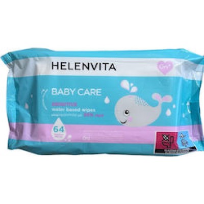 Helenvita Sensitive Μωρομάντηλα με 99% Νερό, χωρίς Οινόπνευμα 64τμχ