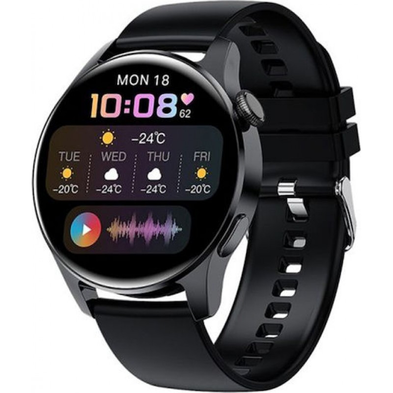 Alfa Care Kepler S25 Aluminium Smartwatch με Παλμογράφο (Μαύρο)